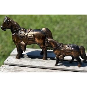 Vintage Horse Figurines Pair Saddled Equestrian Mid‎ Century Decor